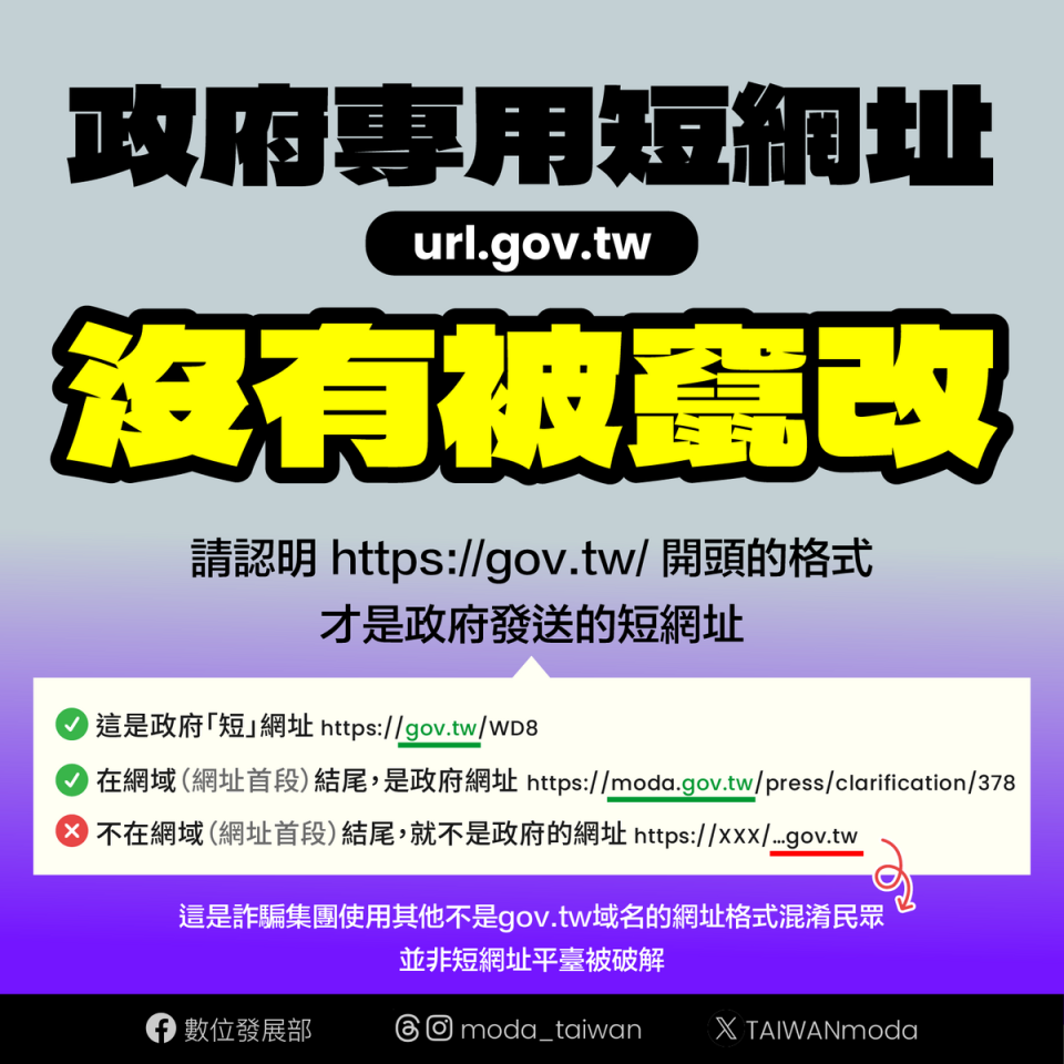 數位發展部25日澄清表示，短網址服務運作良好，並無遭駭客入侵或破解情事。   圖：數位發展部提供