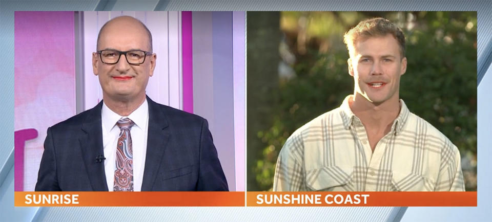 David 'Kochie' Koch and Jett Kenny on Sunrise wearing red lipstick