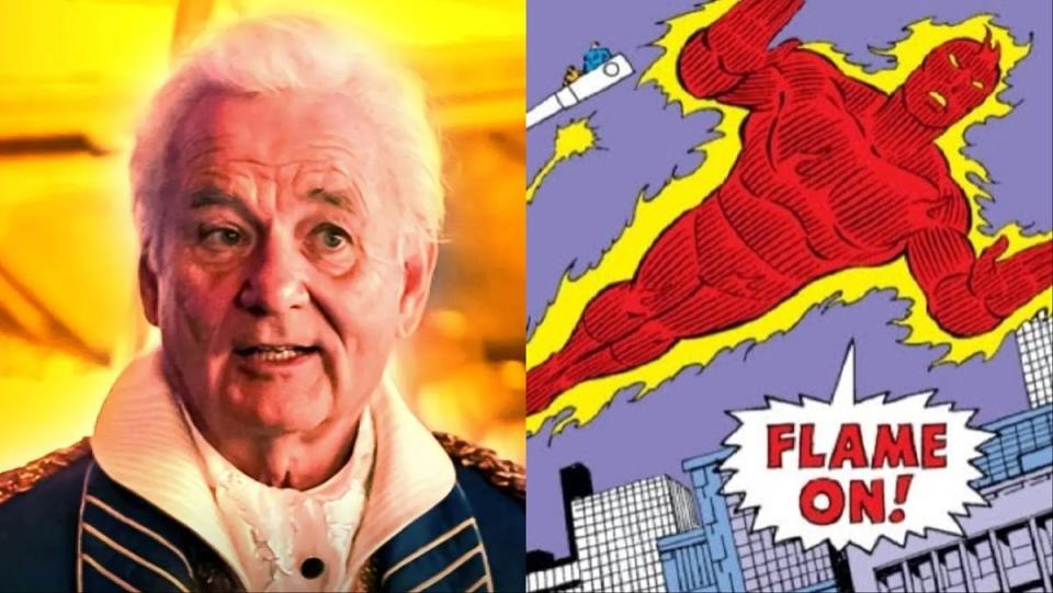 Bill Murray as Lord Krylar in Ant Man and the Wasp: Quantumania, and Johnny Storm, Marvel Comics' Human Torch.
