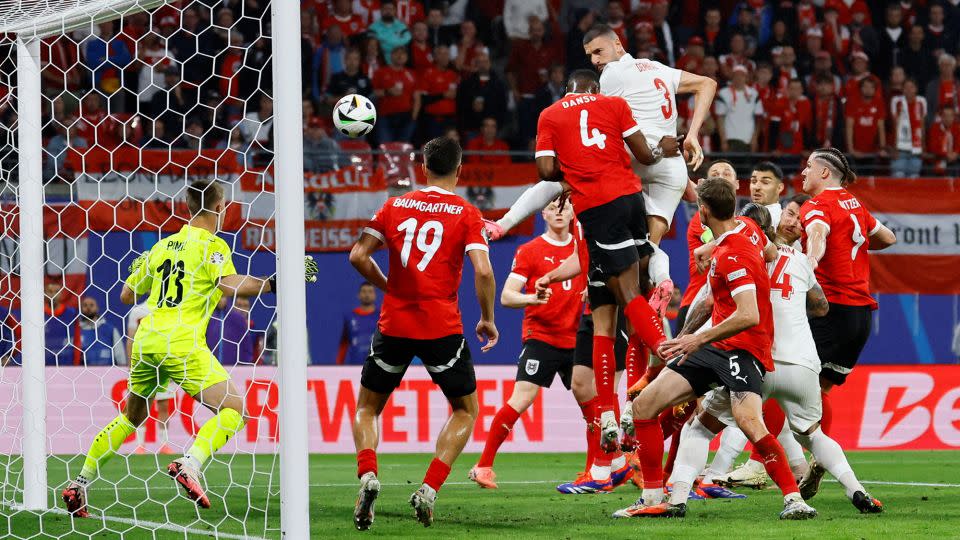 Demiral score Turkey's second goal against Austria. - Wolfgang Rattay/Reuters