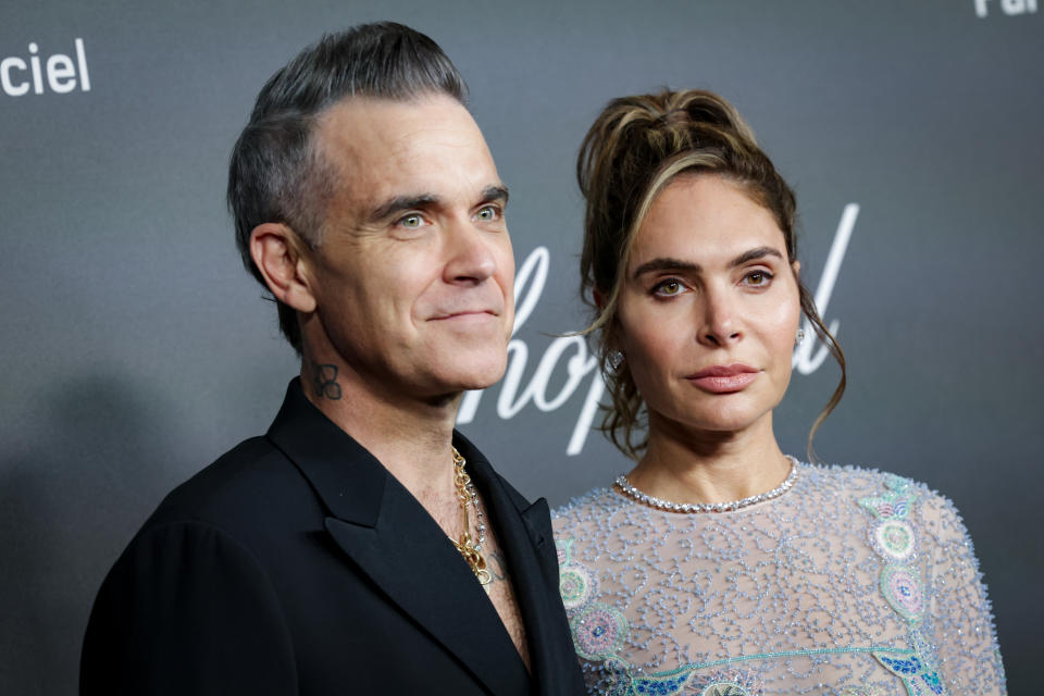 Robbie Williams and Ayda Field attend Chopard ART Evening at the Martinez in Cannes earlier this year 