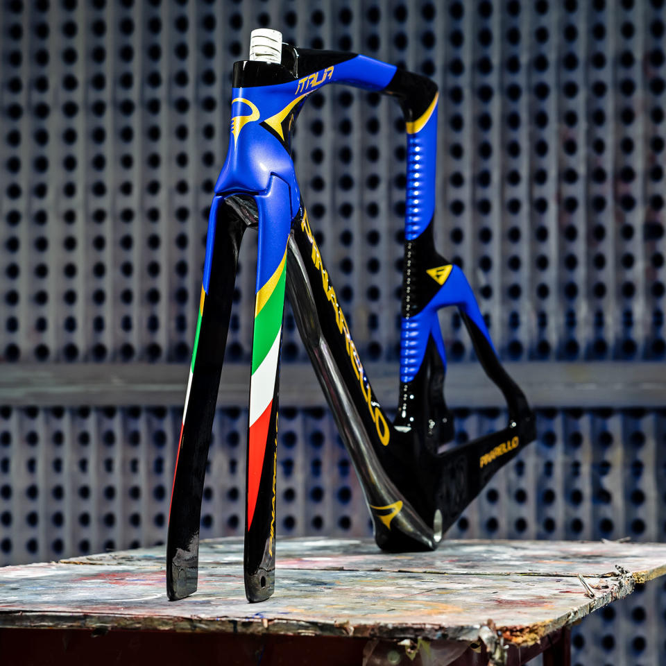 Pinarello Bolide F HR track bikes in carbon or 3d-printed alloy for Paris 2024 Olympics, narrow shape