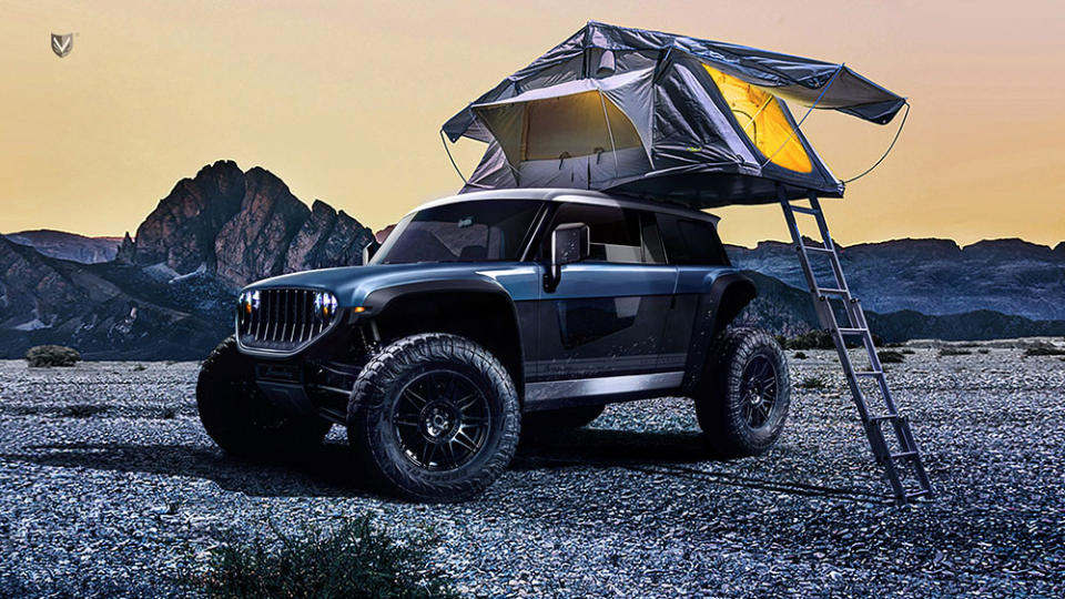 With a camper tent, the Brawley can become home base for an off-roading retreat. - Credit: Vanderhall Motor Works