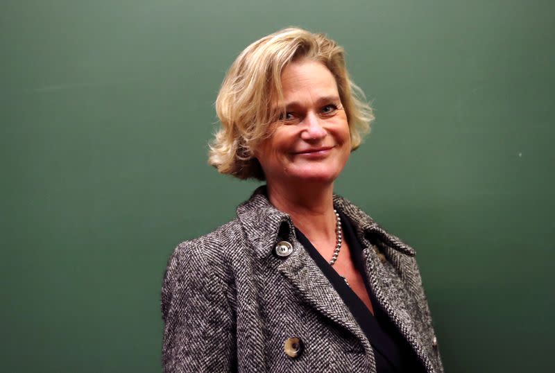 FILE PHOTO: Belgian artist Delphine Boel holds a news conference in Brussels