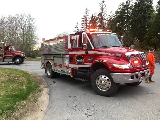 A Mahone Bay fire truck is seen in this file photo from 2020. Mahone Bay was one of a dozen fire departments that responded to the lumber mill fire in Chester Grant, N.S., on Monday. (David Laughin/CBC - image credit)