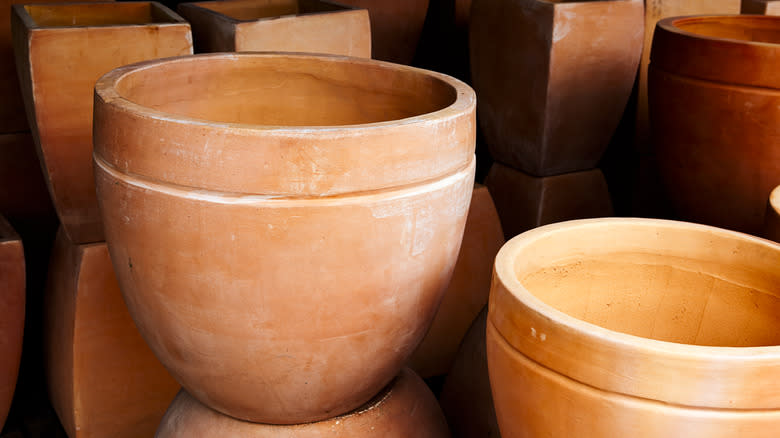 stacked terra cotta pots