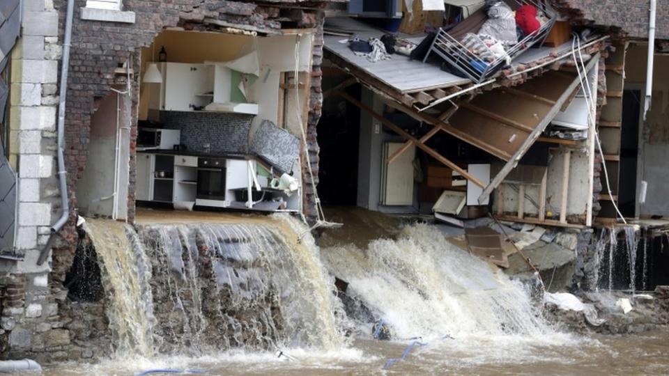 Inundación en Pepinster, Bélgica.