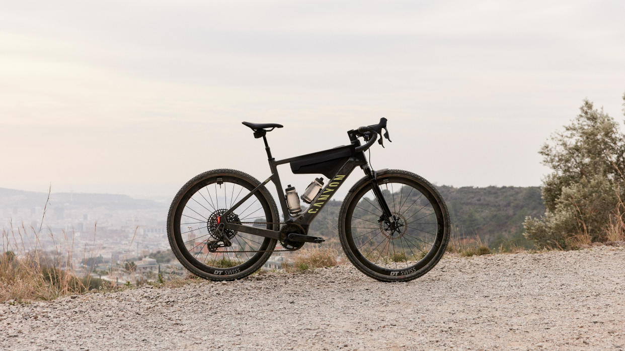  Canyon Grizl:ON electric bike on a hillside path. 