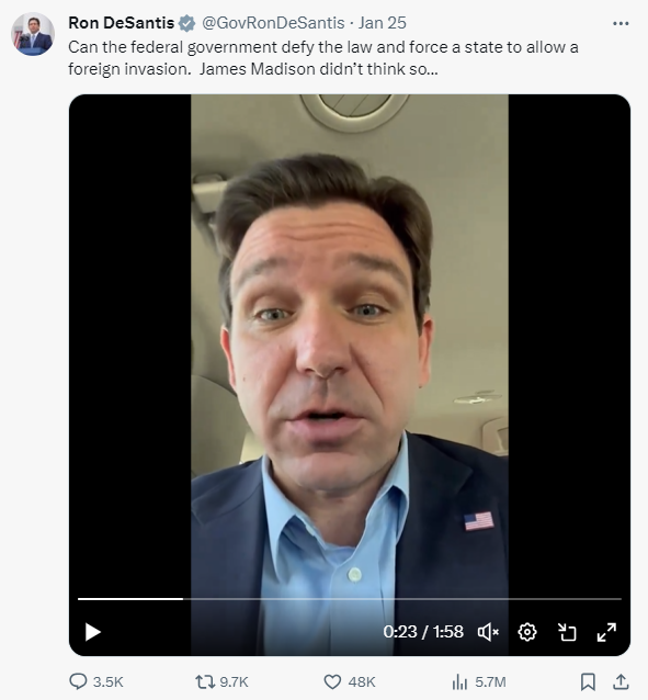 Florida Gov. Ron DeSantis put out a video on X last week criticizing President Joe Biden's border policies. DeSantis has remained focused on federal issues after dropping his bid for president.