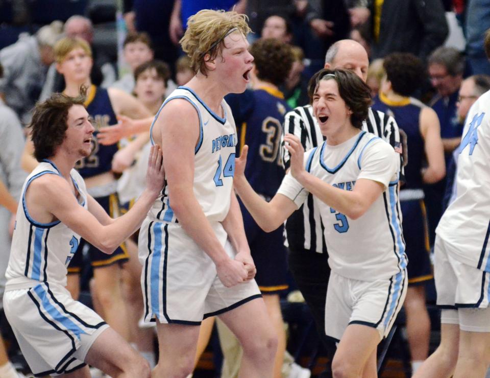 Petoskey senior Cade Trudeau (middle) quickly became a star for the Northmen and a well known player opponents had to pay extra attention to on the court.