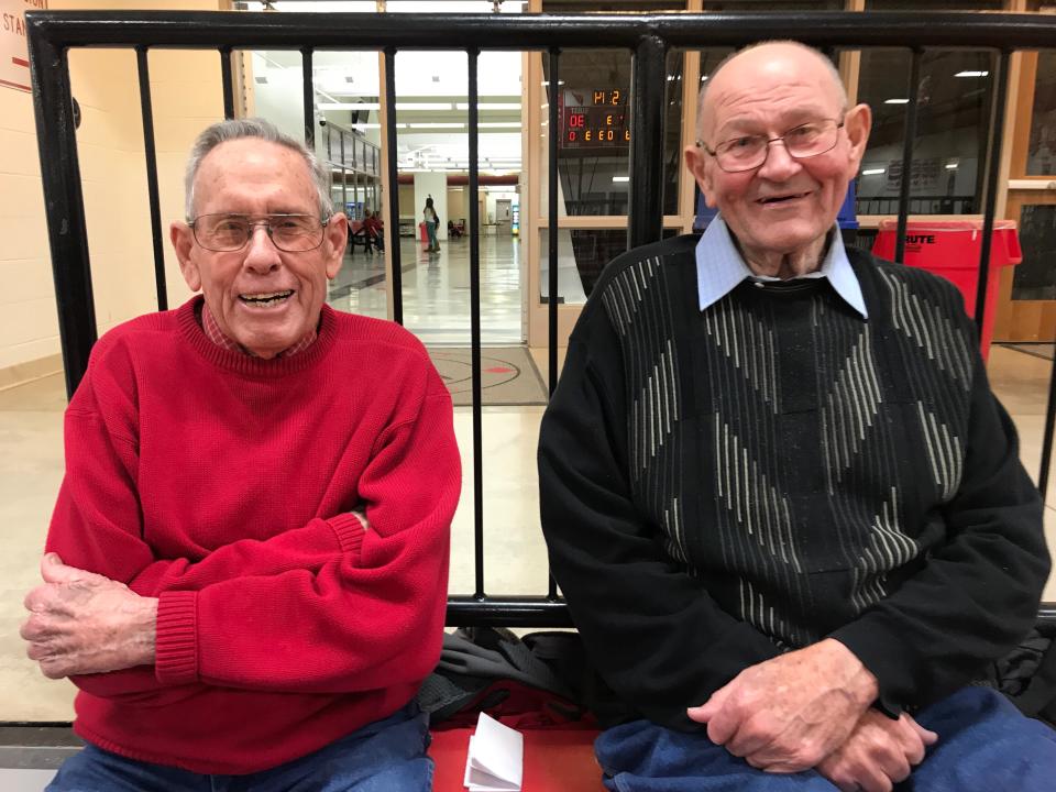 “You ask me what I would rather be doing, watching Trump or sitting here, and this is where I would say every time,” said Marlowe, right, sitting with Farrell. (Photo: Holly Bailey/Yahoo News)