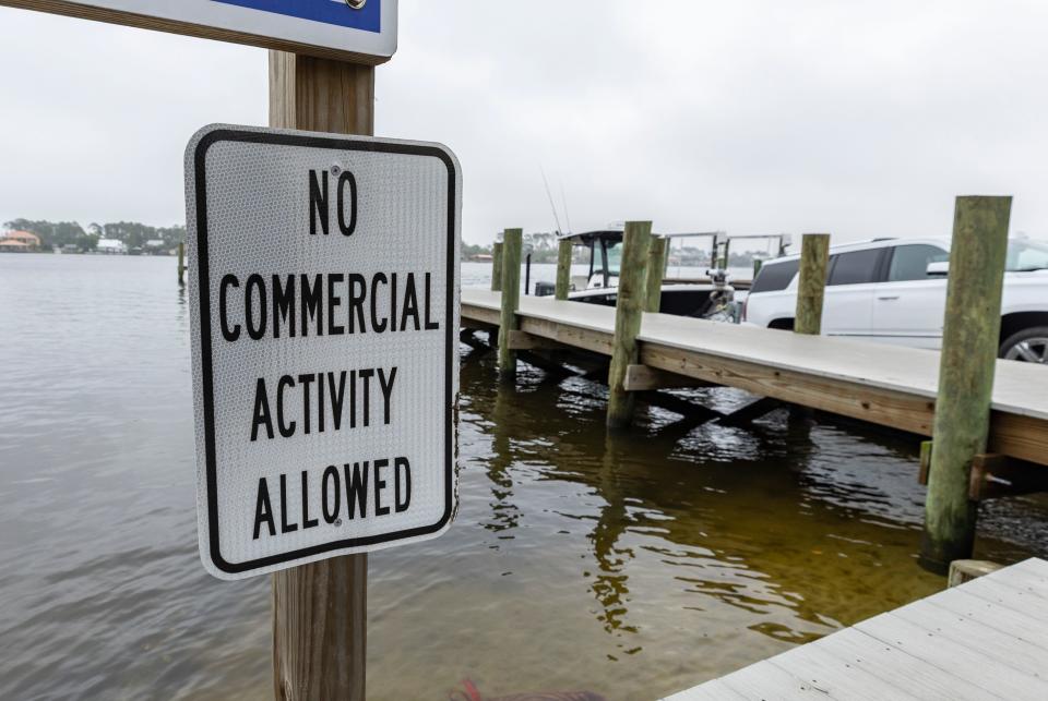 The Dolphin Street boat ramp in Panama City Beach is one of 11 neighborhood ramps that now prohibit commercial use. The Bay County Commissioners passed an ordinance to make the 11 strictly for neighborhood use.