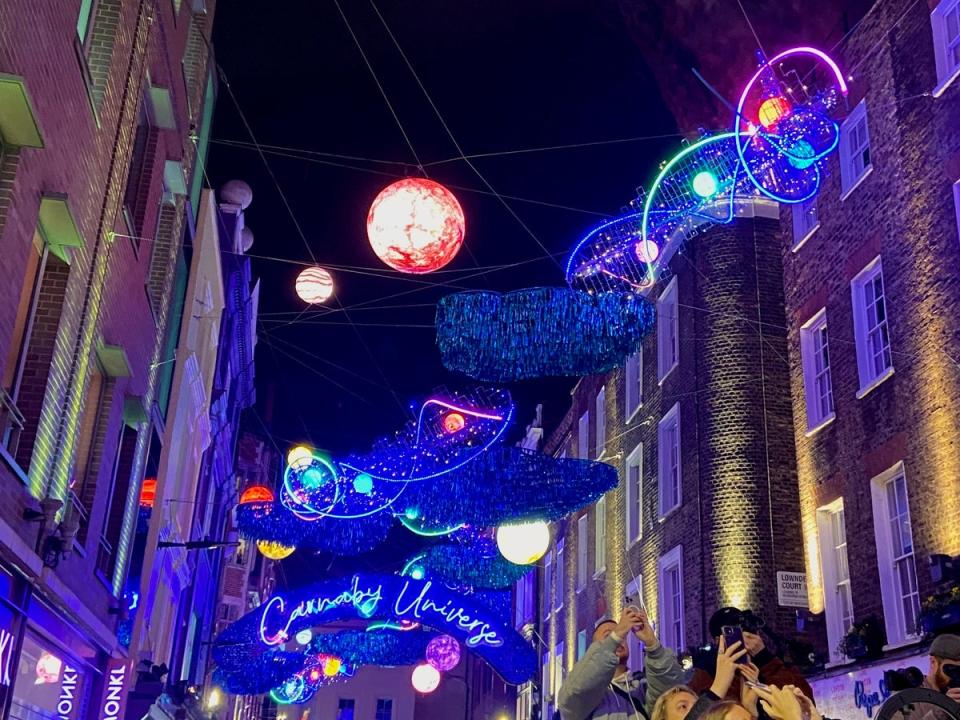 This year Carnaby Street has a whole solar system of lights overhead (Natalie Wilson)