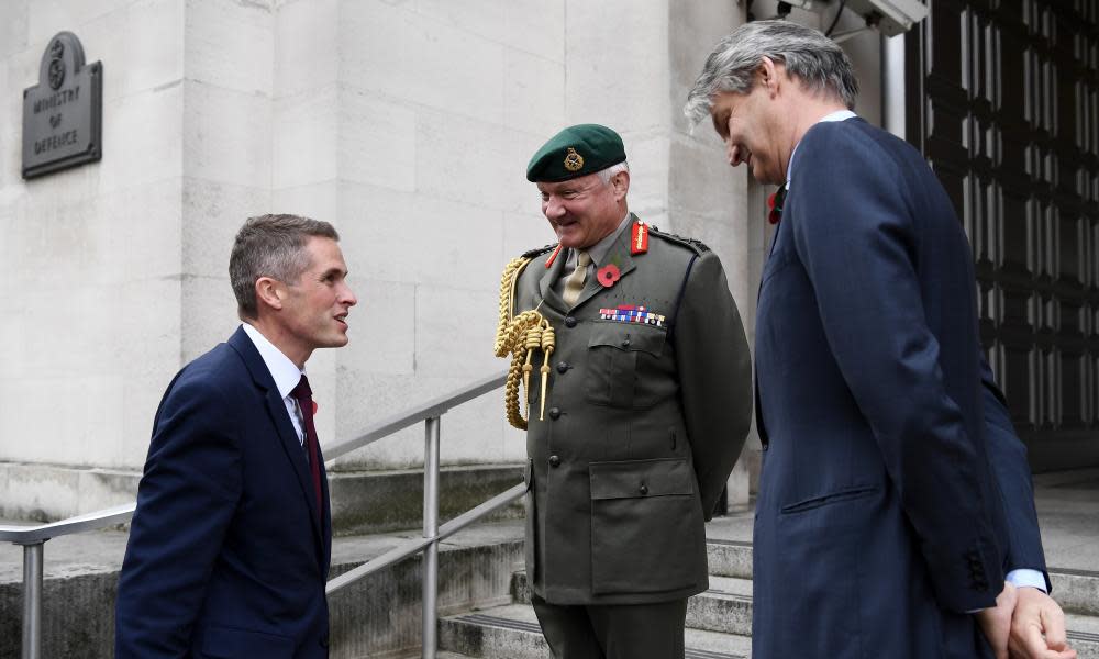 The defence secretary, Gavin Williamson (left), and Stephen Lovegrove (right), permanent secretary at the Ministry of Defence, on Williamson’s appointment in November 2017. 