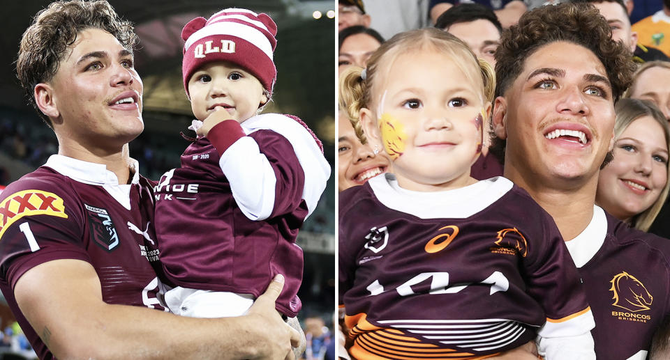 Reece Walsh, pictured here with daughter Leila.