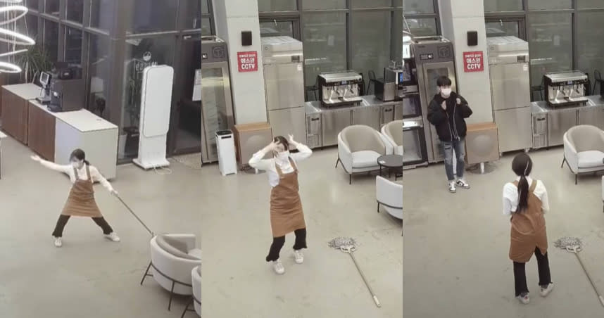 南韓女店員下班後跳舞，沒想到全被老闆看在眼裡。（圖／翻攝自YouTube）