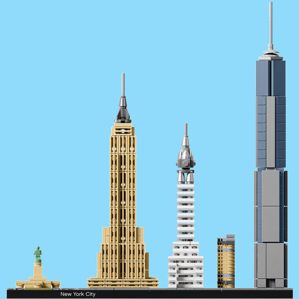 Statue of Liberty, Empire State Building, Chrysler Building, Flatiron Building, One World Trade Center