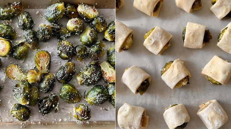 Brussels sprouts with and without puff pastry