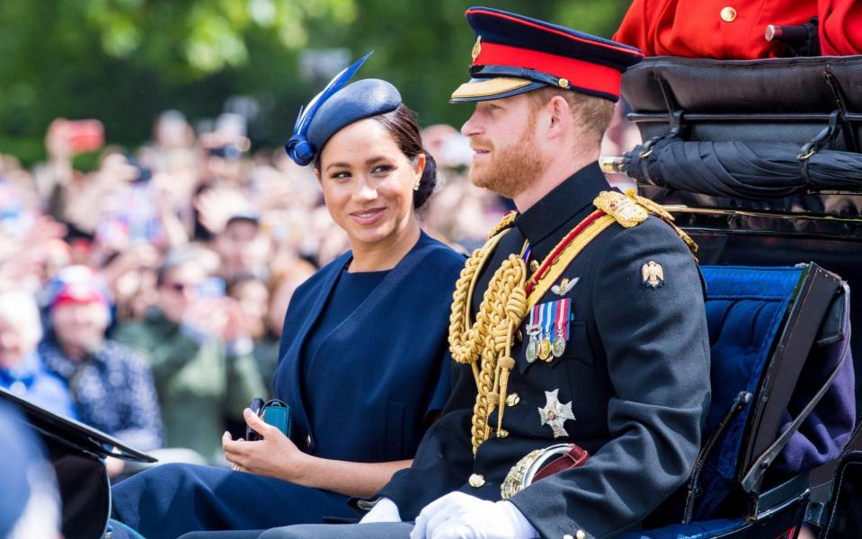 Prince Harry and Meghan during Trooping the Colour ceremony - SIPA USA