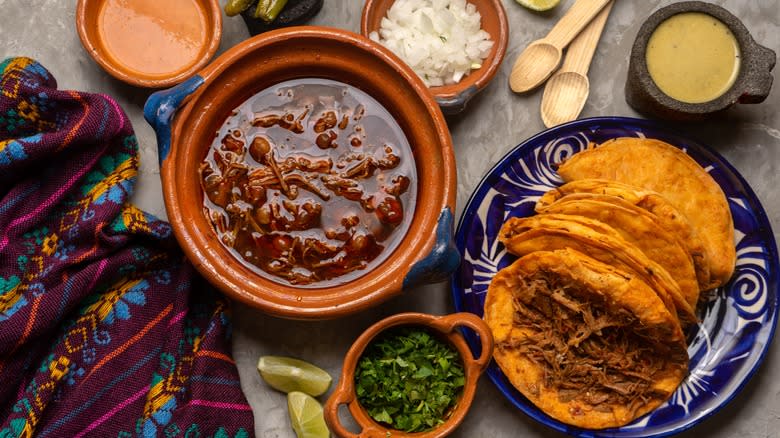 Goat birria with toppings