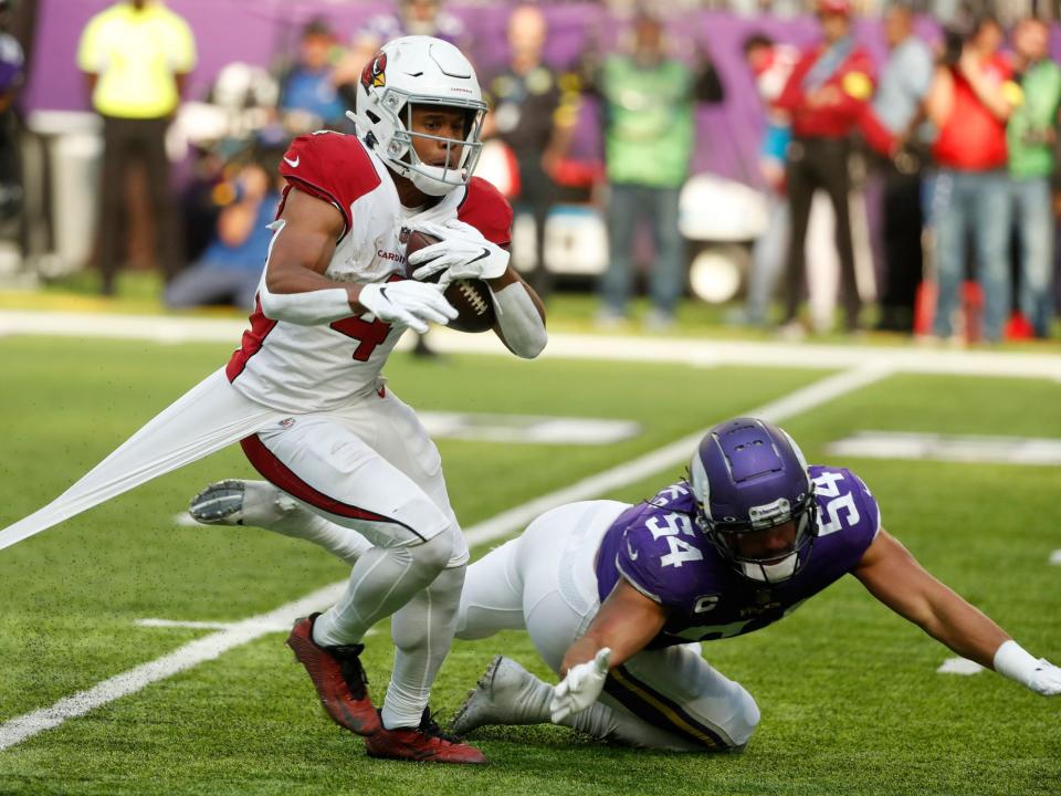 Rondale Moore escapes a defender against the Minnesota Vikings.