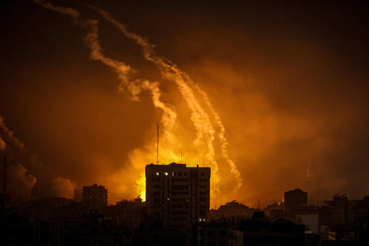 Smoke rises and billows in different regions of Gaza as the Israeli army conducts the most intense air attacks on the 21st day in Gaza Strip (Anadolu via Getty Images)