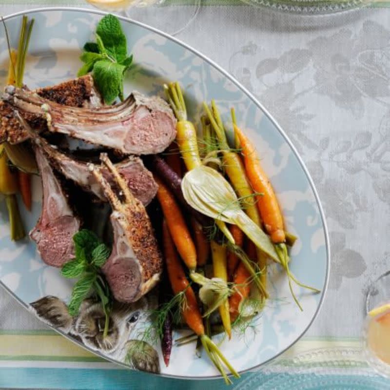 <p>Williams Sonoma</p><p>Coated with a simple herb crust, the rack of lamb makes a dramatic presentation, especially when cut into double chops for serving. Serve alongside simply roasted seasonal vegetables and you're prepared for an elegant dinner party with minimal effort.</p><p><strong>Get the recipe: <a href="https://www.williams-sonoma.com/recipe/rack-lamb-herb-mustard-crust.html" rel="nofollow noopener" target="_blank" data-ylk="slk:Rack of Lamb with Herb Mustard Crust;elm:context_link;itc:0;sec:content-canvas" class="link ">Rack of Lamb with Herb Mustard Crust</a></strong></p>