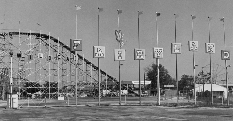 Fairyland Park operated on 80 acres at the southern terminus of the Prospect Avenue streetcar line at 75th Street from 1923 to 1977. The Wildcat roller coaster was added in 1967.