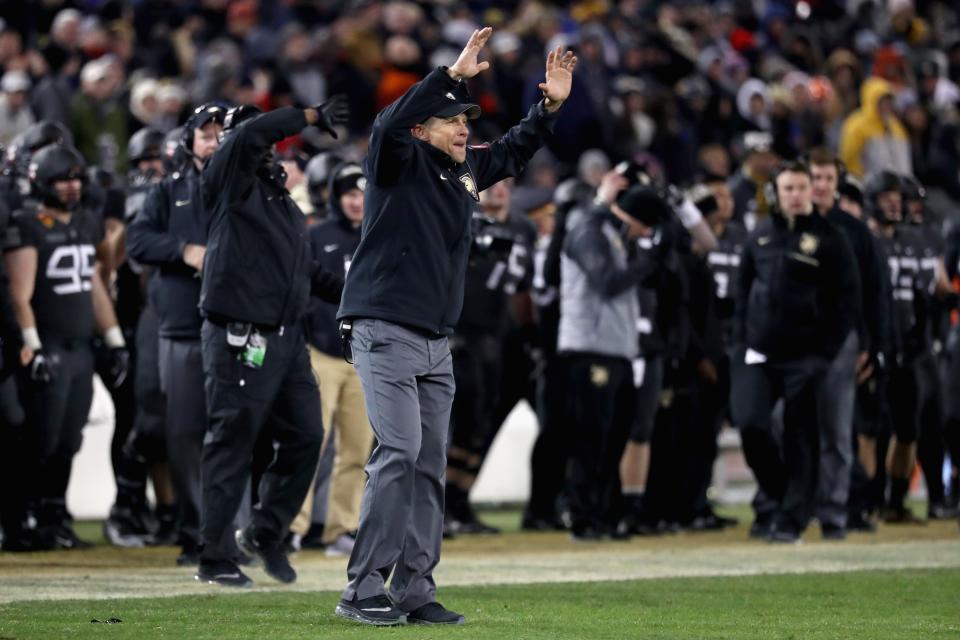 In 2016, Jeff Monken led Army to its first win over Navy in 14 years. (Photo by Rob Carr/Getty Images)