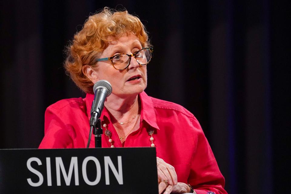 In this 2022 photo, New York Assemblymember Jo Anne Simon, then a candidate running for the 10th District in the U.S. House, speaks at an environmental policy forum in New York City on Tuesday, July 19, 2022.