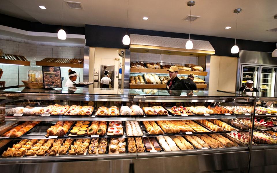A wide-angle shot of the pastry case at Porto's in Glendale.