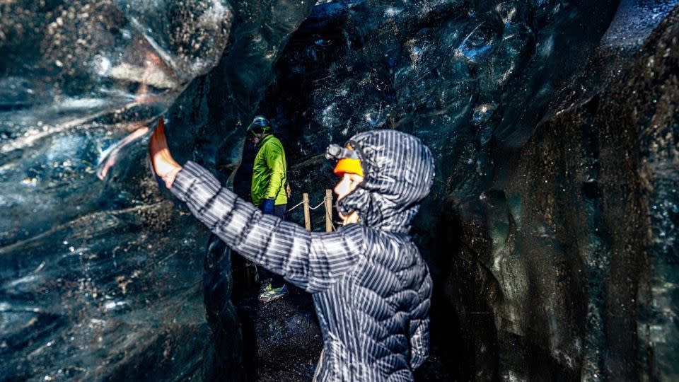 Wylde Stevens, 10, toured the Breiðamerkurjökull ice cave before its collapse. - Scott Stevens