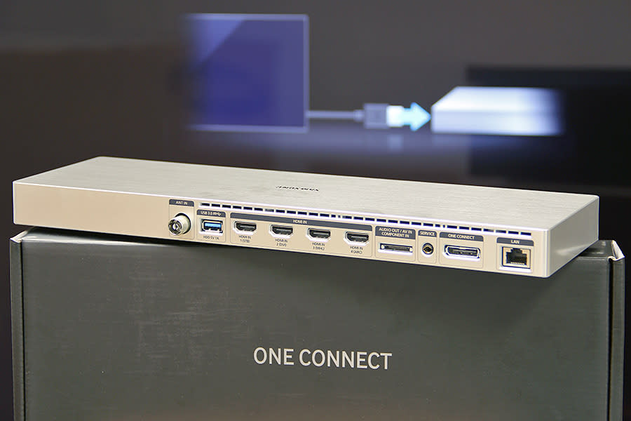Two advantages of the One Connect box: 1.) The TV becomes thinner as a result, and 2.) you can semi-upgrade the TV down the road when a new One Connect box incorporating new hardware and software comes along.