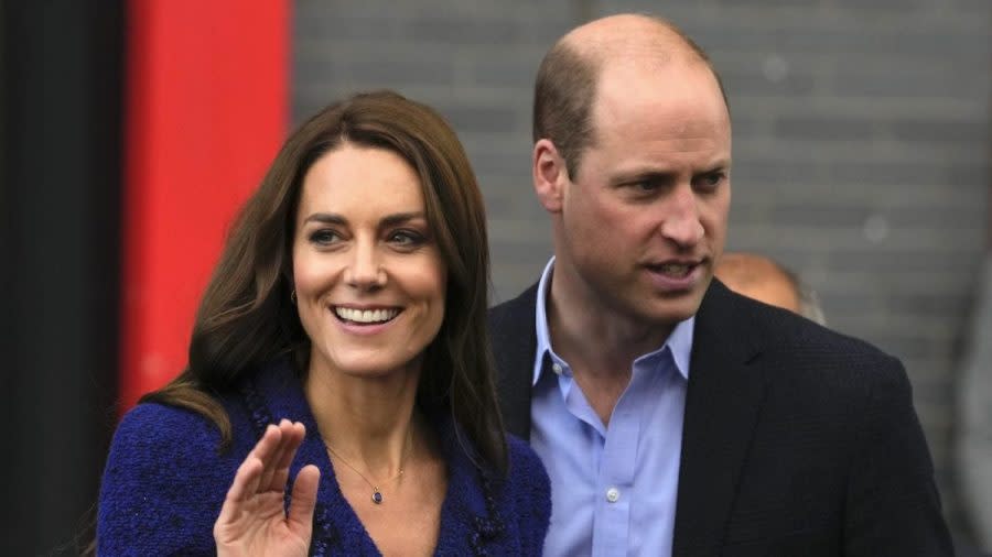 Britain's Kate, Princess of Wales, and Prince William, Prince of Wales, leave the Copper Box Arena in the Queen Elizabeth Olympic Park after taking part in an event with Coach Core, in London.