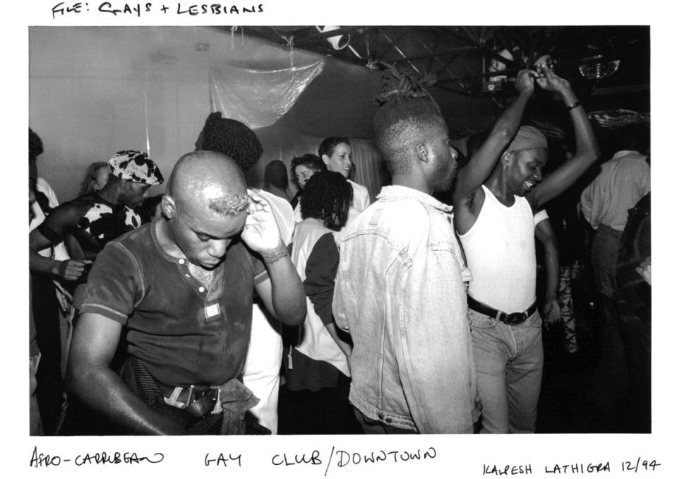 Afro-Caribbean gay club in London, 1994. To buy this print, click here (Kalpesh Lathigra/The Independent)