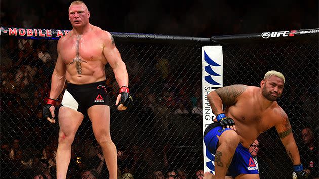 Lesnar and Hunt. Image: Getty