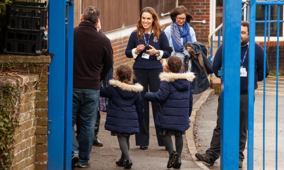 Flora Cooper, a headteacher at the John Rankin federation, at the school gates