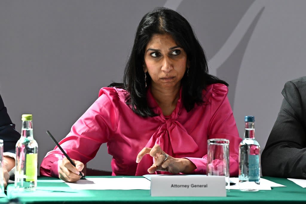 Attorney General Suella Braverman during a regional cabinet meeting at Middleport Pottery in Stoke on Trent (PA)