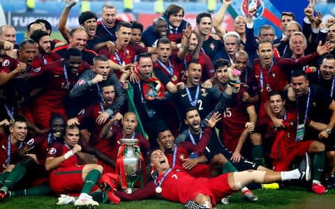 Ronaldo was injured during the first half of the European Championship final - Credit: Reuters