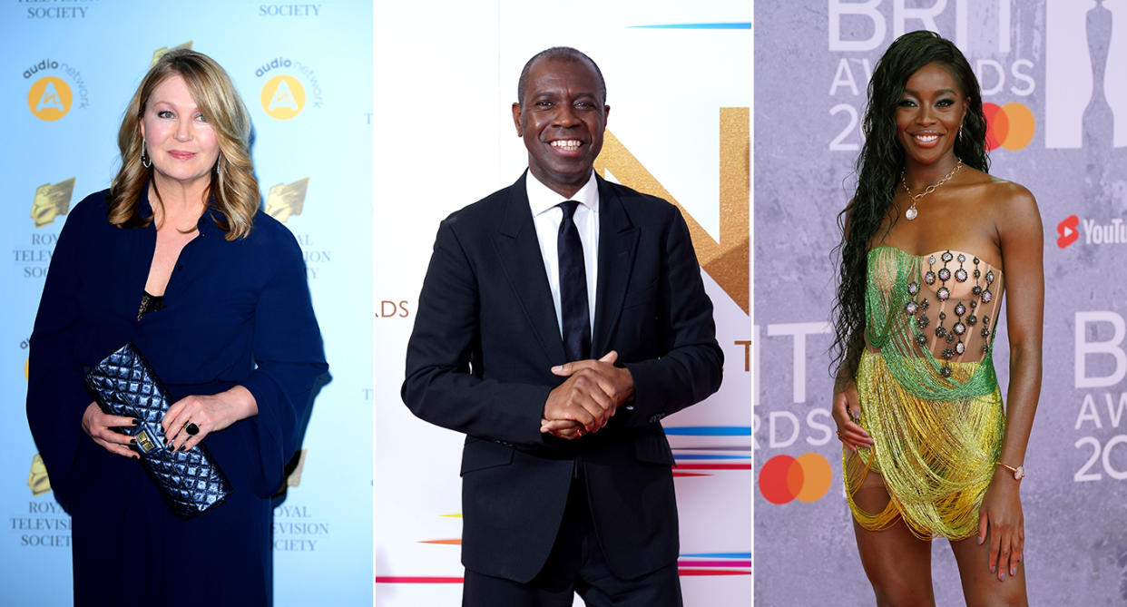 Kirsty Young, Clive Myrie and AJ Odudu will host BBC coverage of the Queen's Platinum Jubilee. (PA)