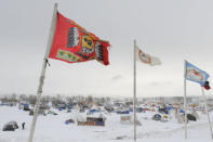 The Oceti Sakowin camp is seen in a snow storm during a protest against plans to pass the Dakota Access pipeline near the Standing Rock Indian Reservation, near Cannon Ball, North Dakota, U.S. November 29, 2016. REUTERS/Stephanie Keith