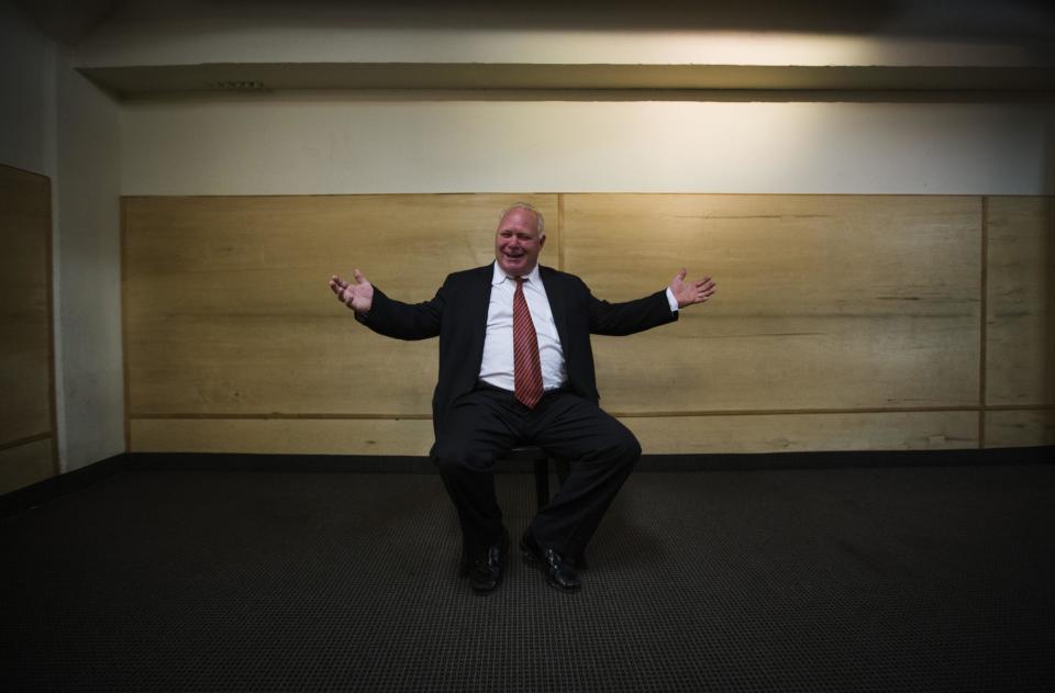 Sarel poses for a picture before his audition for "Rob Ford The Musical: The Birth of a Ford Nation" in Toronto