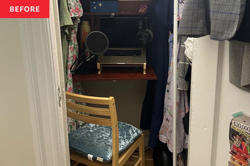 Closet turned home office before renovation.