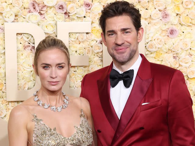 <p>Kevin Mazur/Getty</p> Emily Blunt and John Krasinski attend the 81st Annual Golden Globe Awards on January 07, 2024 in Beverly Hills, California.