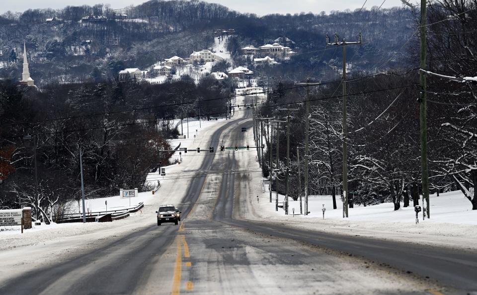 Motorists travel along Concord Road on Jan. 16 in Brentwood.