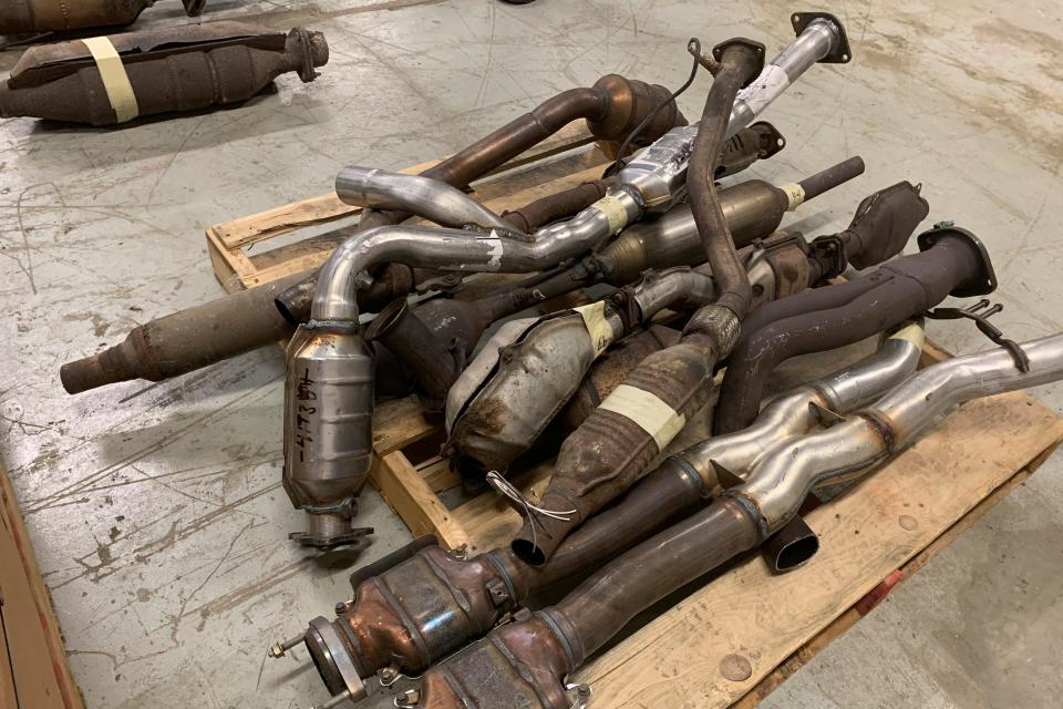In this undated photo provided by the Utah attorney general's office, catalytic converters are shown after being seized in a recent investigation.