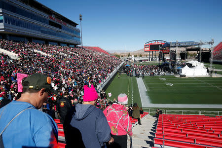 People head to seats at the start of the Women's March rally in Las Vegas, Nevada, U.S. January 21, 2018. REUTERS/Steve Marcus