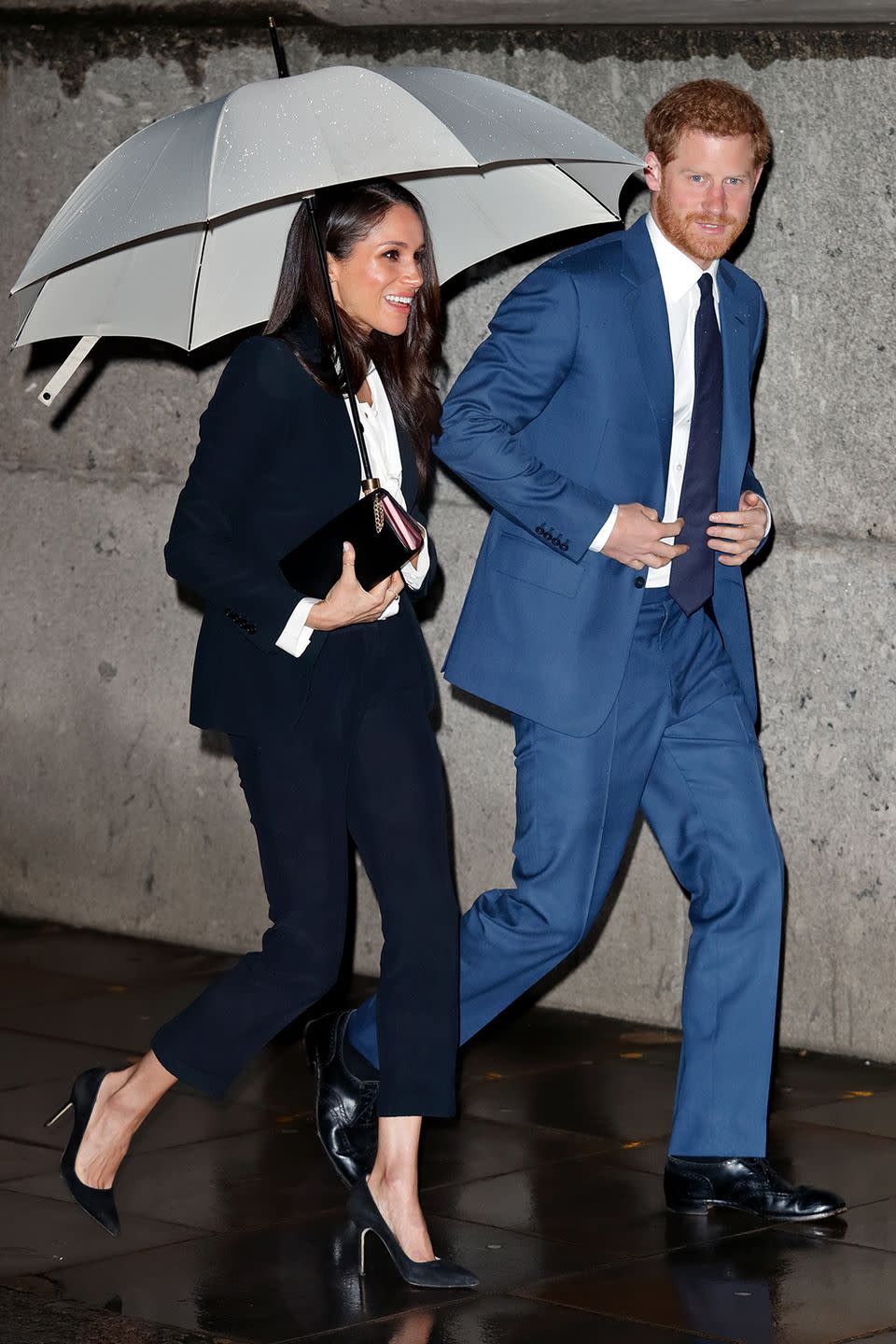 Suit, Umbrella, Blue, Formal wear, Fashion, Outerwear, Electric blue, White-collar worker, Fashion accessory, Photography, 