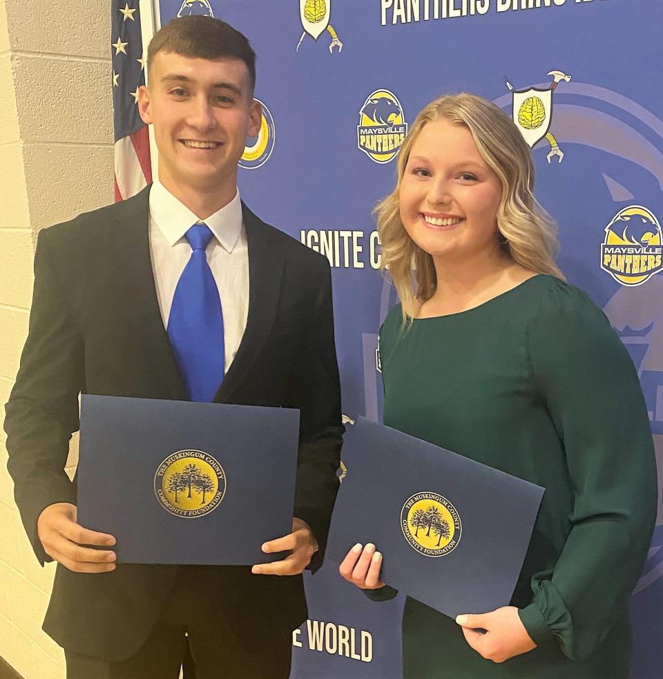 Maysville High School winners of the Christopher Kelly Hartman Scholarship, Nathaniel Harper and Laikyn Lewellen.