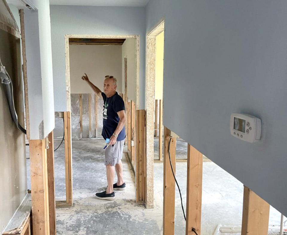 Thomas Lynch had more than a foot of water in his home after flood waters spilled into his North Port home after Hurricane Ian. Lynch, 83, was in the process of mold remediation on Nov. 3, 2022, before he seeks out a licensed contractor to rebuild he and his wife Janet Lynch's home of 18 years.